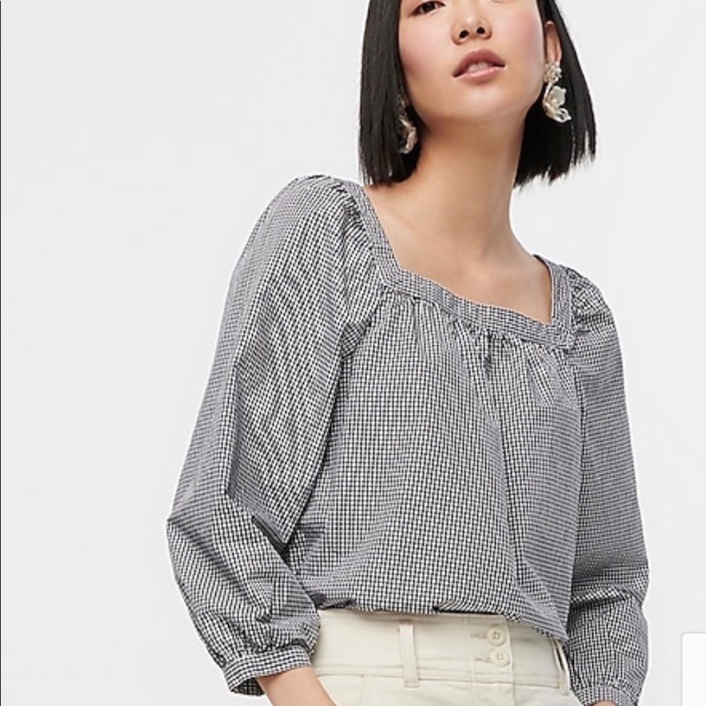 🌺LIKE NEW J Crew Gingham Peasant Top🌺